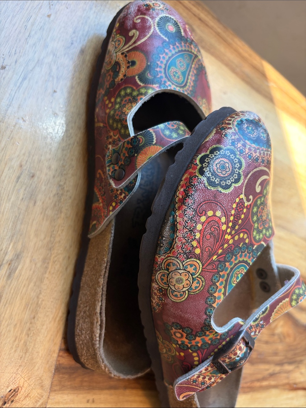 Birkenstock Burgundy Paisley Mary Jane Clogs - Picture 7 of 10